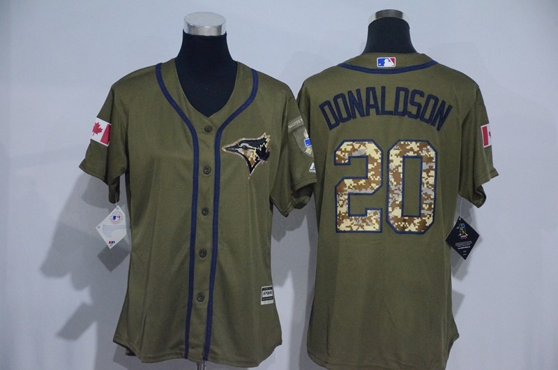 Womens 2017 MLB Toronto Blue Jays #20 Donaldson Green Salute to Service Stitched Baseball Jersey